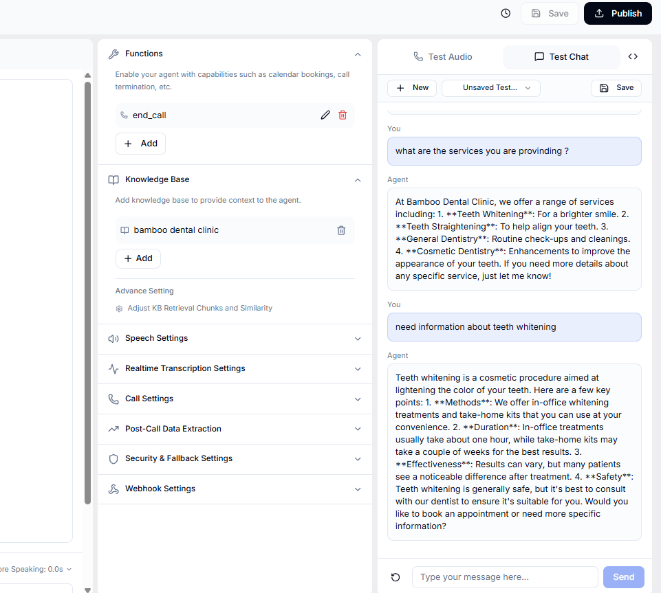Knowledge Base testing interface