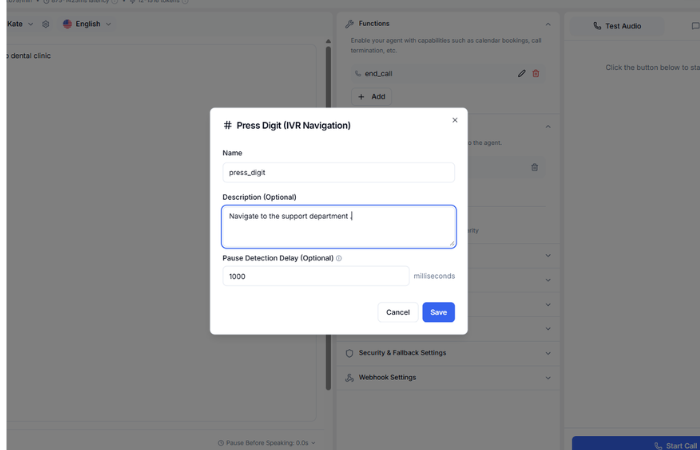 Configuring DTMF digit sequences and navigation rules